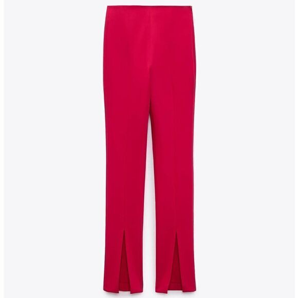 ZARA SLIT CIGARETTE PANTS FUCHSIA Barbiecore Barbie Core - Picture 2 of 4